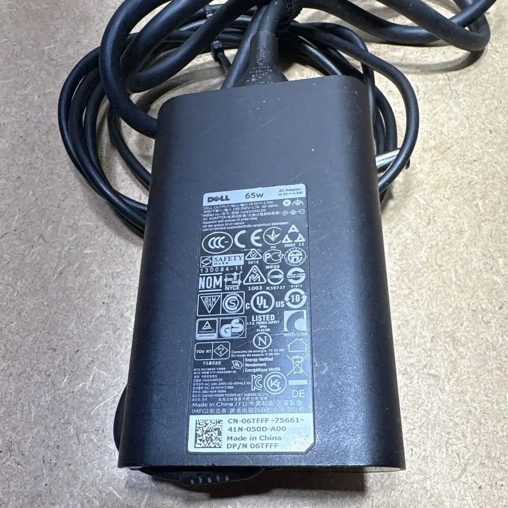 Dell 65W Laptop Power Adapter Charger For Dell 19.5V 3.34A Black 06TFFF
